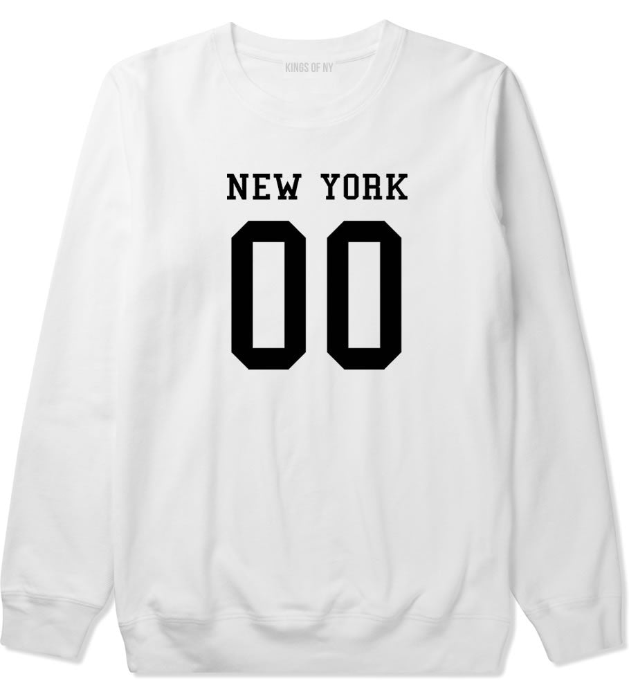 New York Team 00 Jersey Crewneck Sweatshirt in White By Kings Of NY