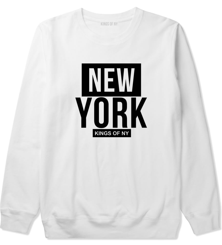 New York Block Box Crewneck Sweatshirt in White by Kings Of NY