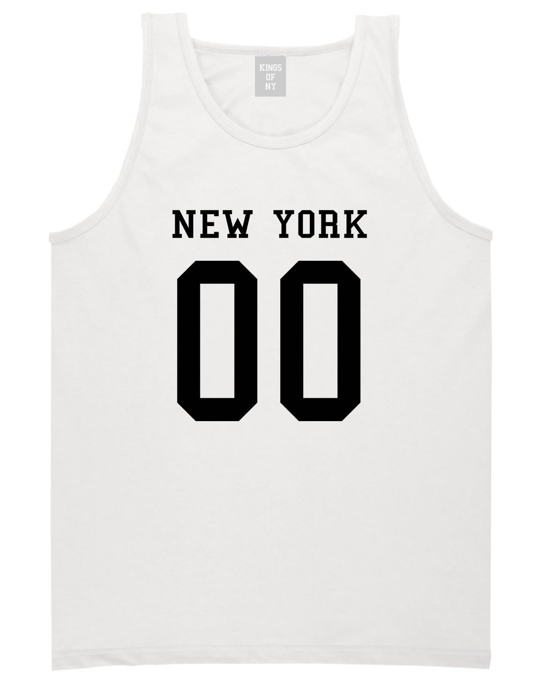 New York Team 00 Jersey Tank Top in White By Kings Of NY