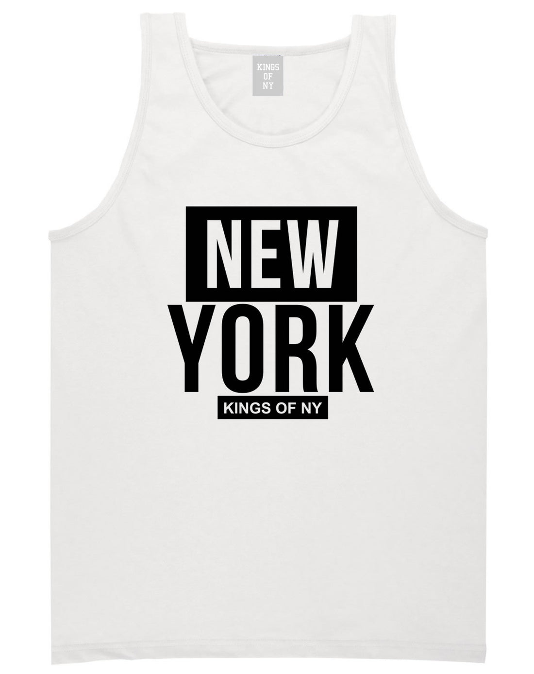 New York Block Box Tank Top in White by Kings Of NY