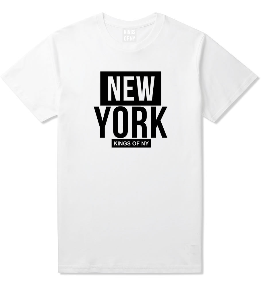 New York Block Box T-Shirt in White by Kings Of NY