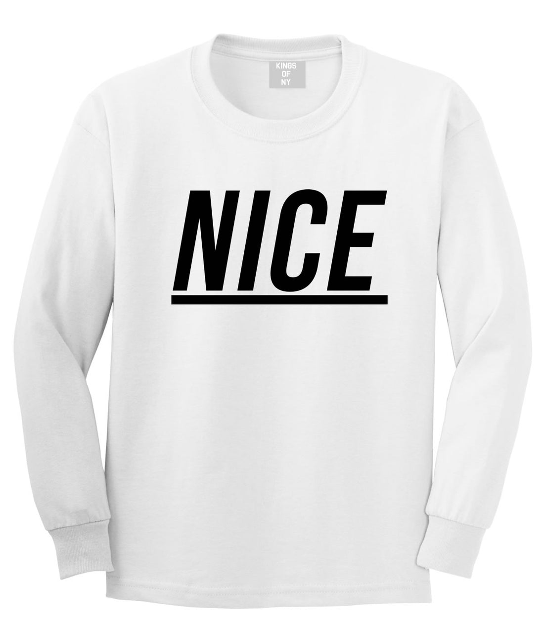 Nice Long Sleeve T-Shirt in White by Kings Of NY