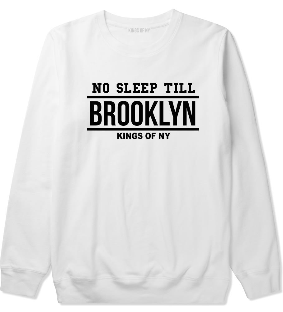 No Sleep Till Brooklyn Crewneck Sweatshirt in White by Kings Of NY