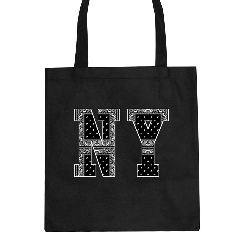 NY Bandana Print New York Black Flag Tote Bag By Kings Of NY