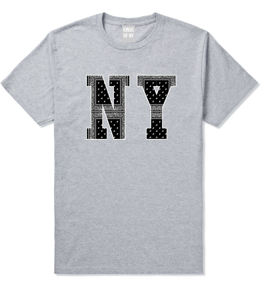 New York Bandana NYC Black by Kings Of NY Gang Flag Boys Kids T-Shirt In Grey by Kings Of NY