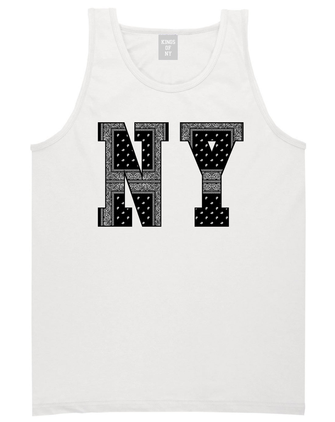 New York Bandana NYC Black by Kings Of NY Gang Flag Tank Top In White by Kings Of NY