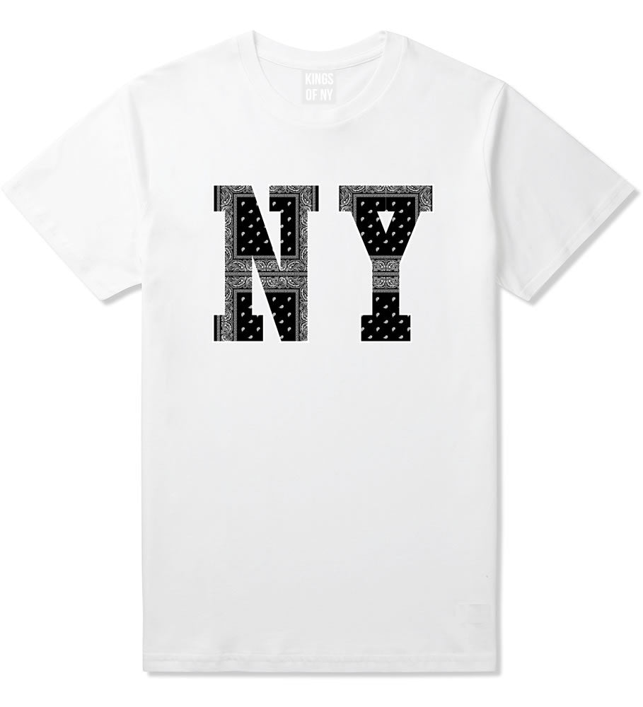 New York Bandana NYC Black by Kings Of NY Gang Flag T-Shirt In White by Kings Of NY