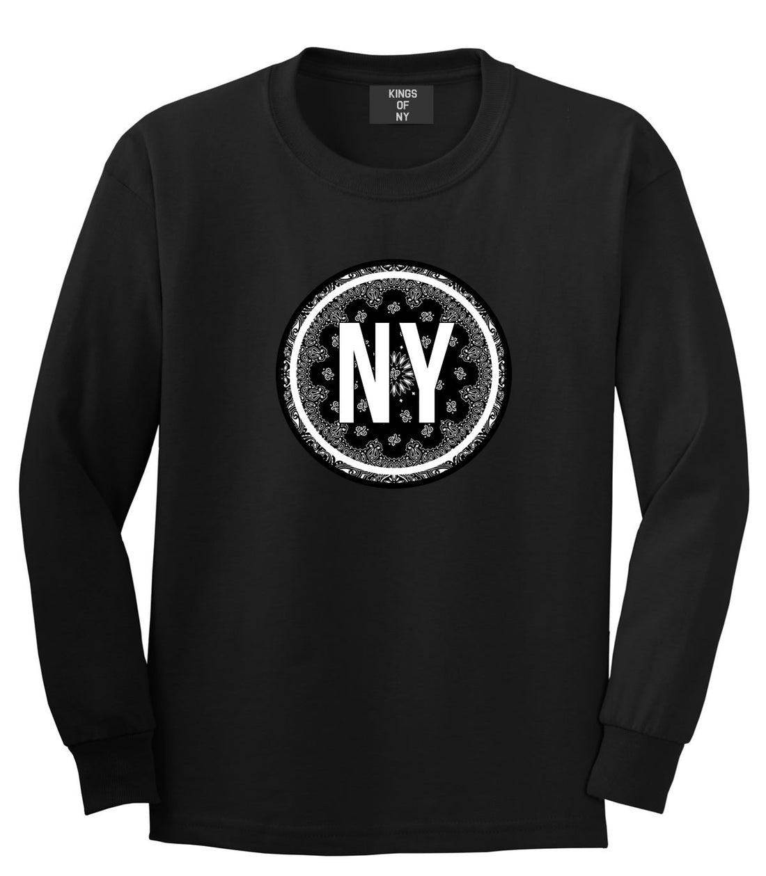 Kings Of NY New York Bandana Print NYC Long Sleeve T-Shirt in Black