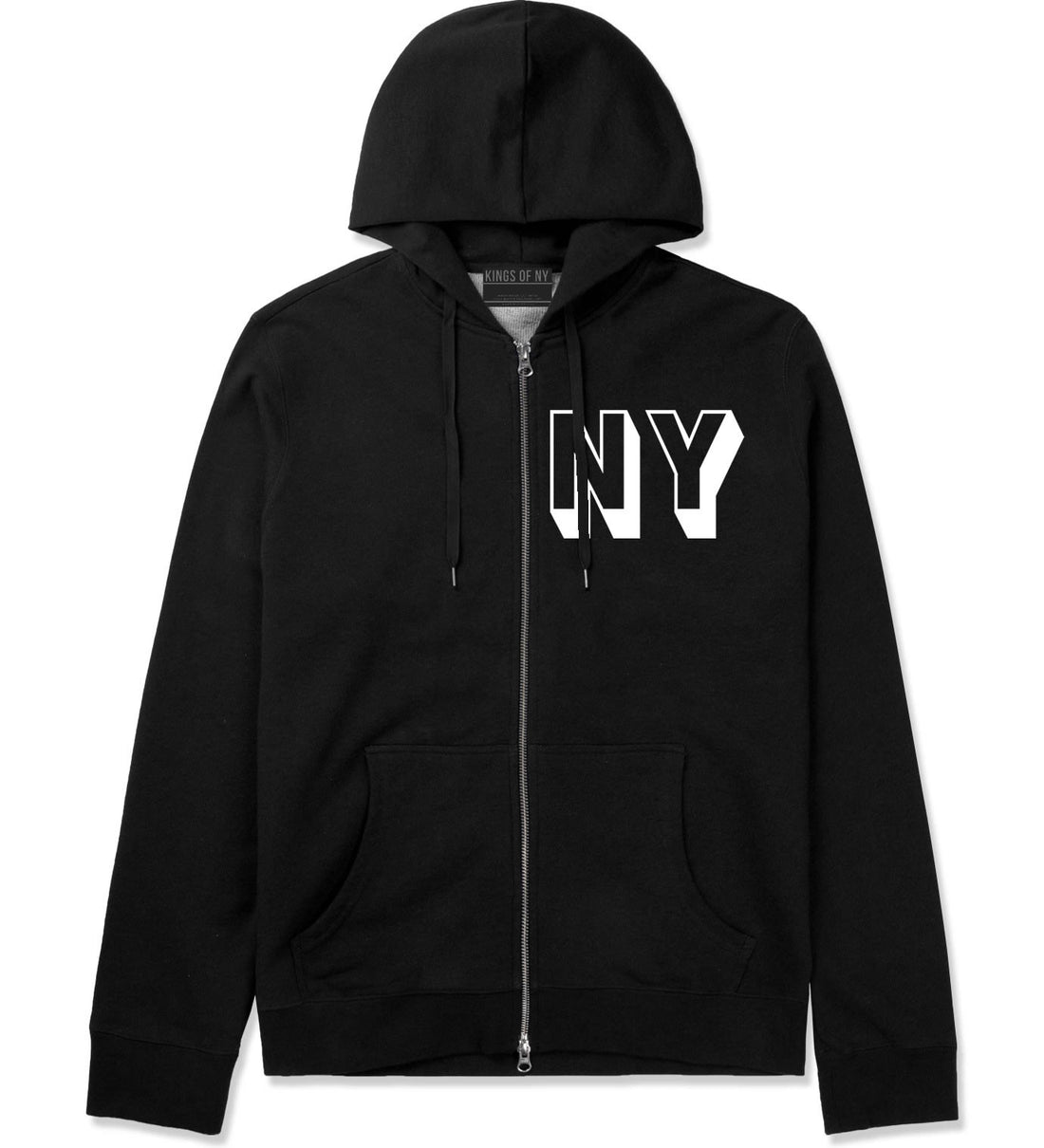 NY Block Letter New York Zip Up Hoodie in Black By Kings Of NY
