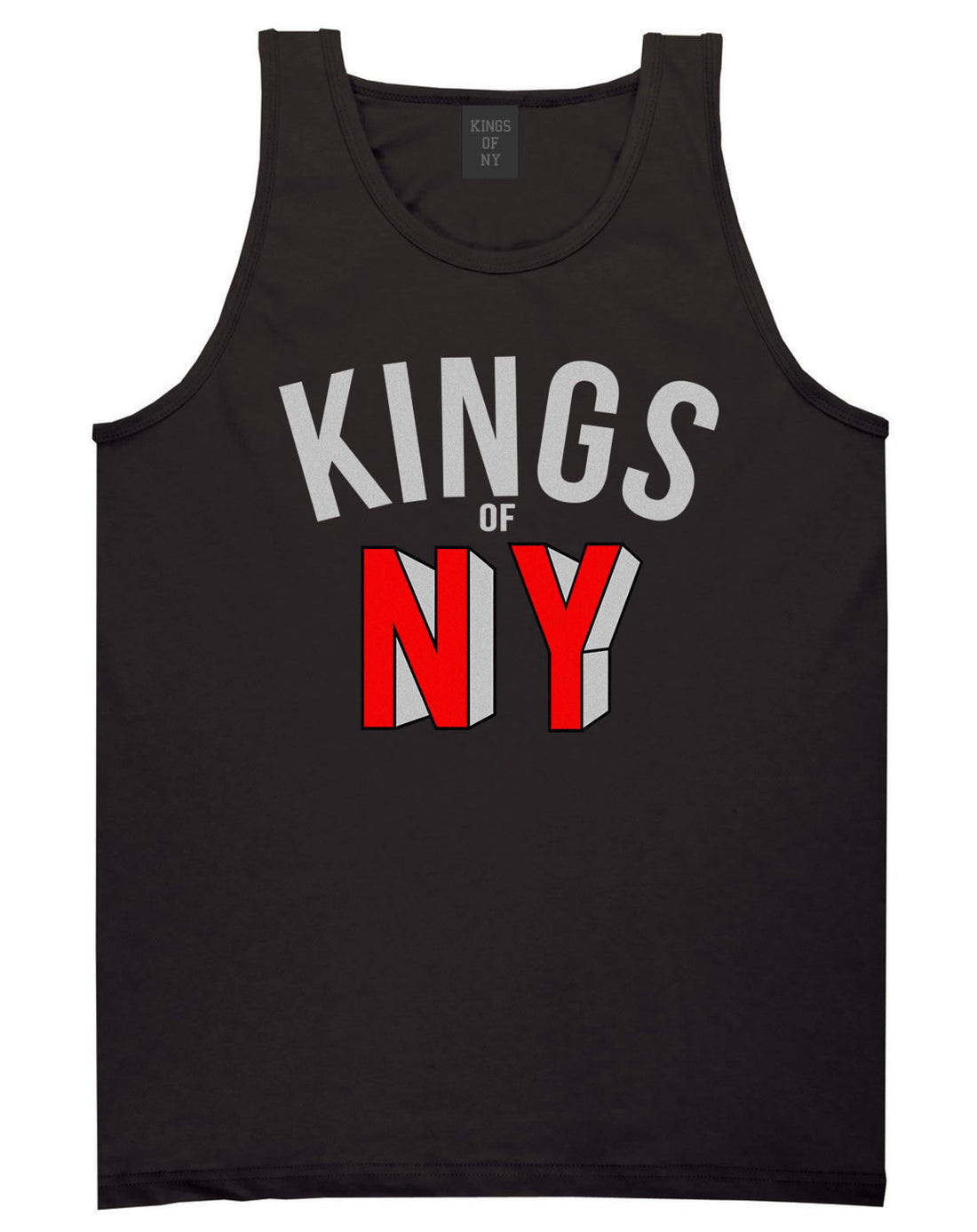 NY Red Block Letter Printed Tank Top in Black by Kings Of NY