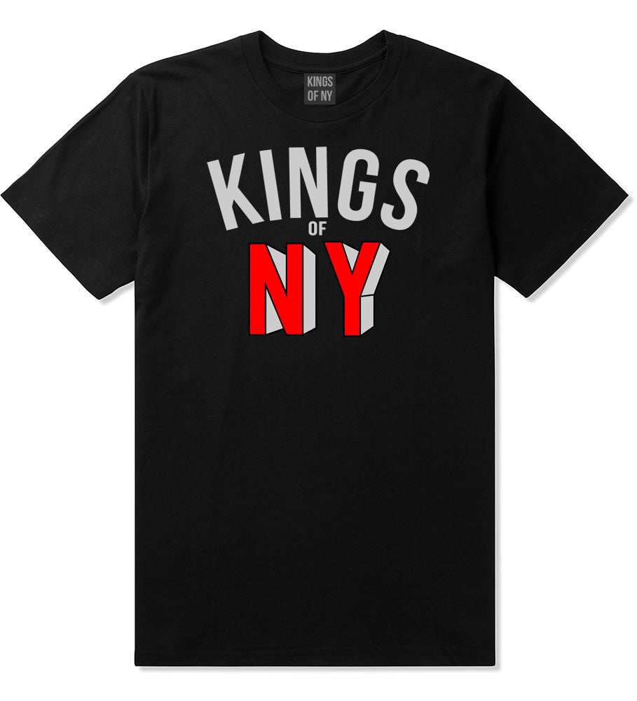 NY Red Block Letter Printed T-Shirt in Black by Kings Of NY