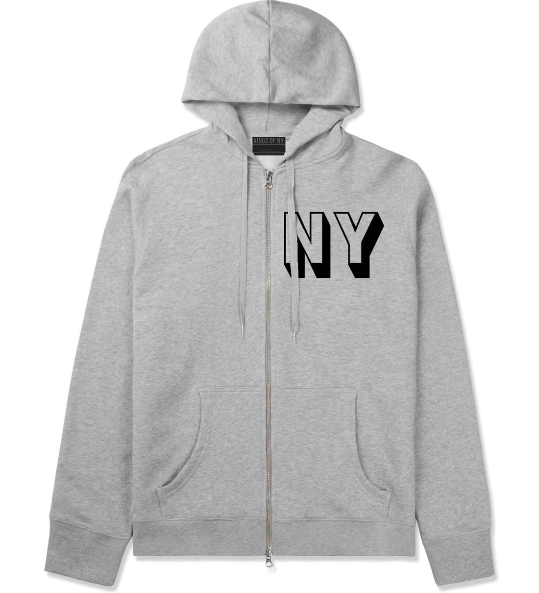 NY Block Letter New York Zip Up Hoodie in Grey By Kings Of NY