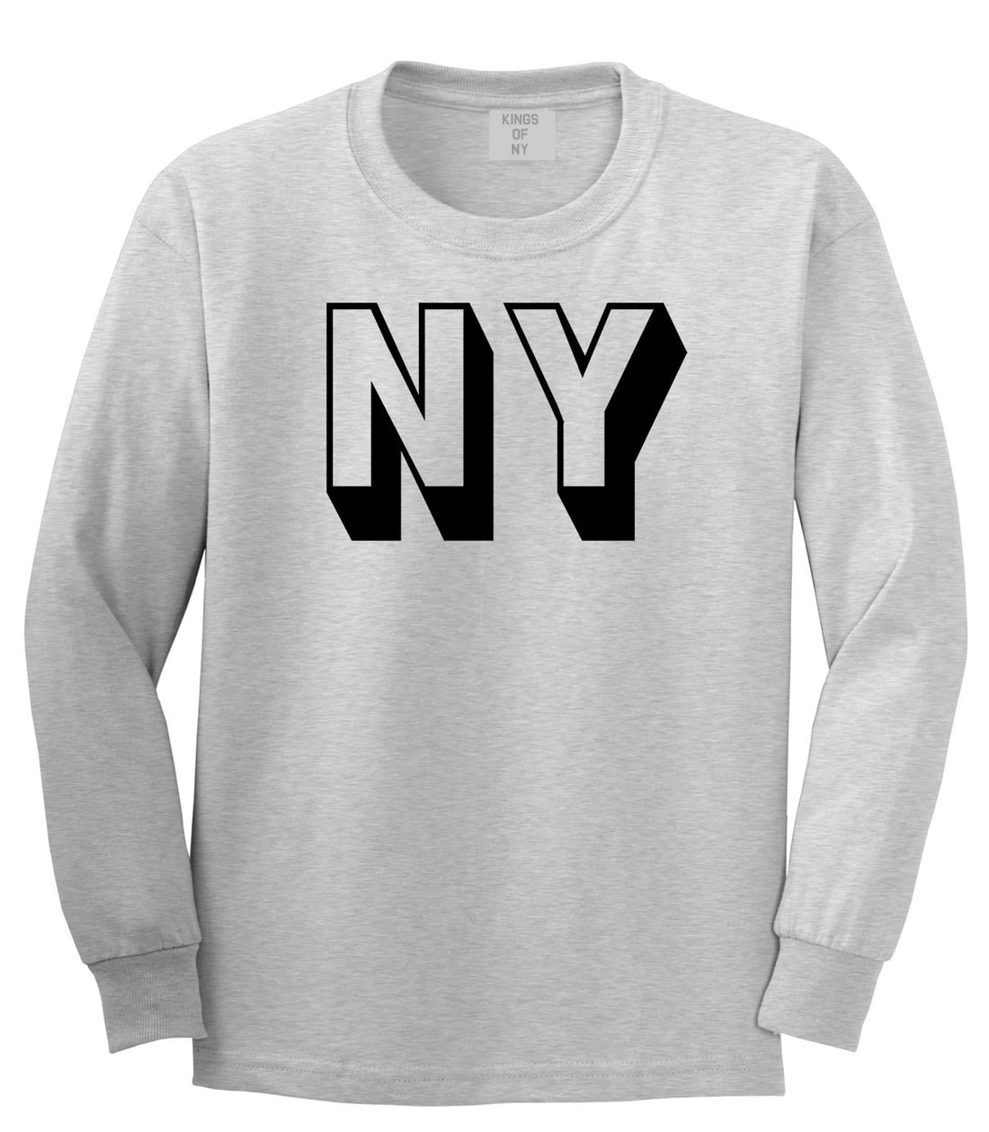 NY Block Letter New York Long Sleeve T-Shirt in Grey By Kings Of NY