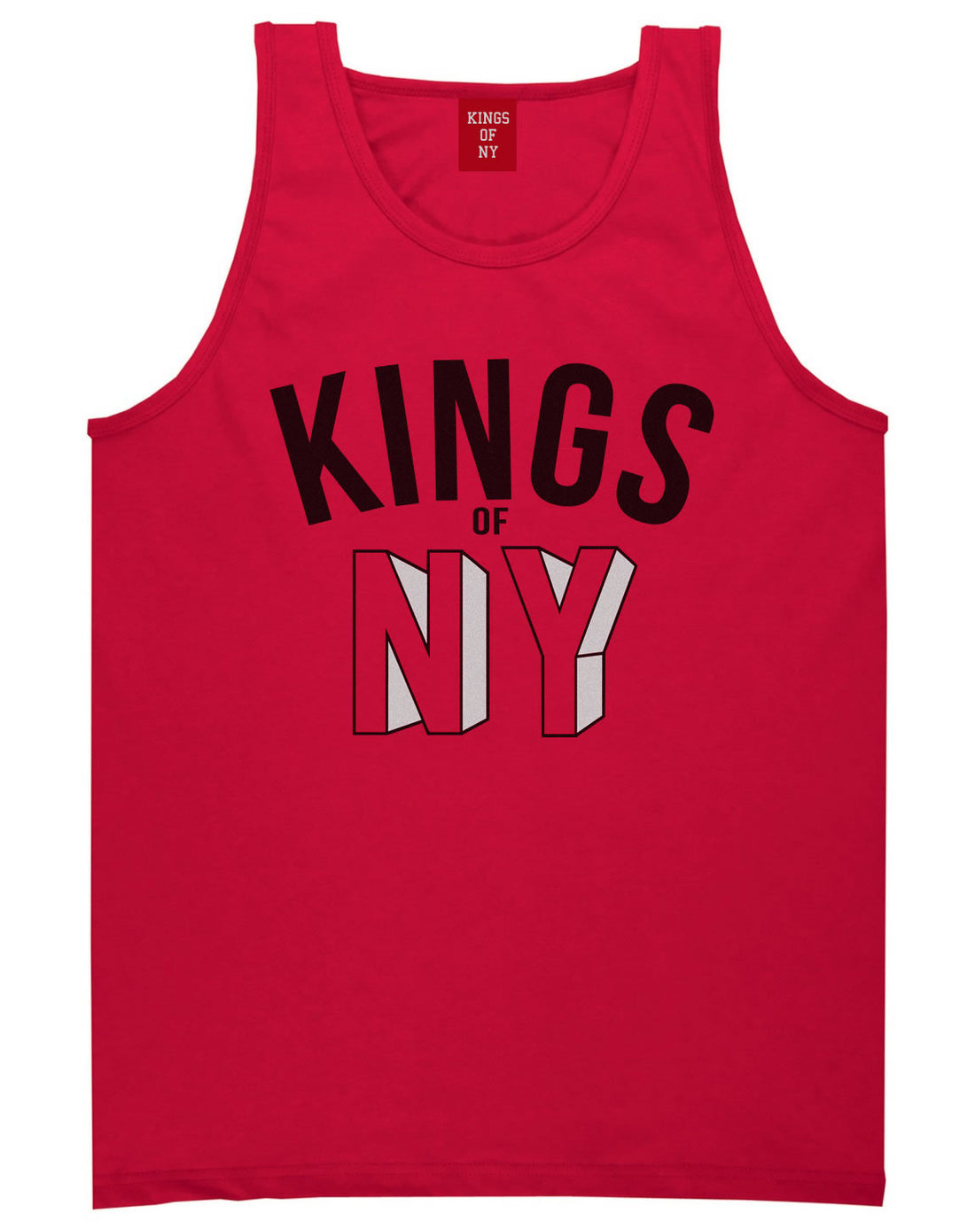 NY Red Block Letter Printed Tank Top in Red by Kings Of NY