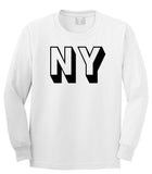 NY Block Letter New York Long Sleeve T-Shirt in White By Kings Of NY