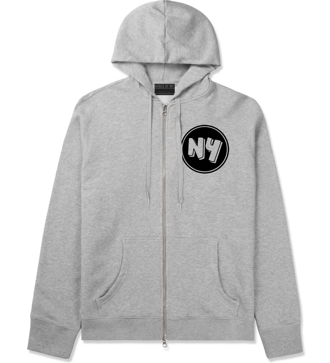 NY Circle Chest Logo Zip Up Hoodie in Grey By Kings Of NY