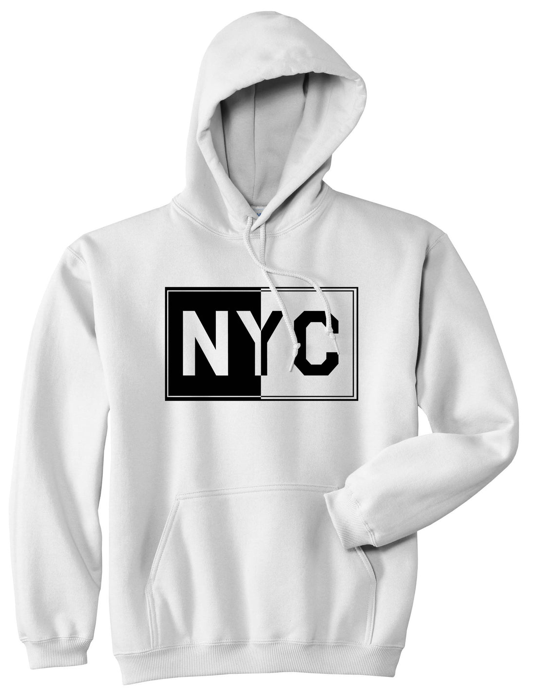 NYC Rectangle New York City Pullover Hoodie in White By Kings Of NY