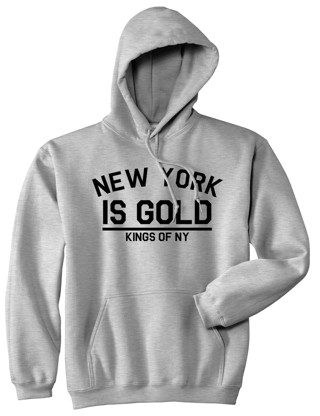 New York Is Gold Pullover Hoodie Hoody in Grey by Kings Of NY