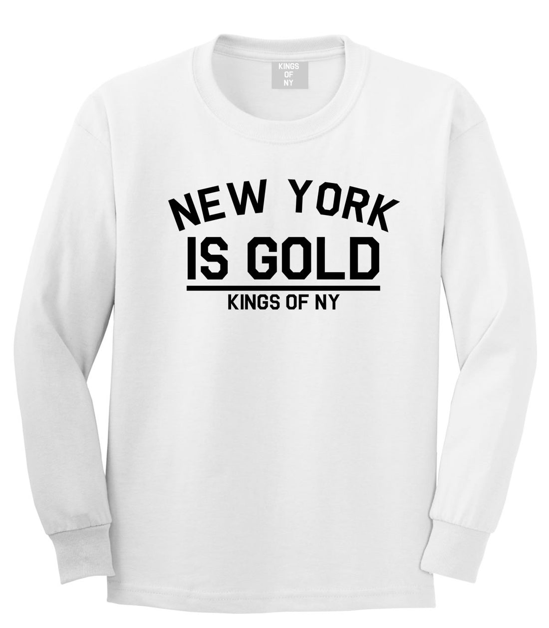 New York Is Gold Long Sleeve T-Shirt in White by Kings Of NY