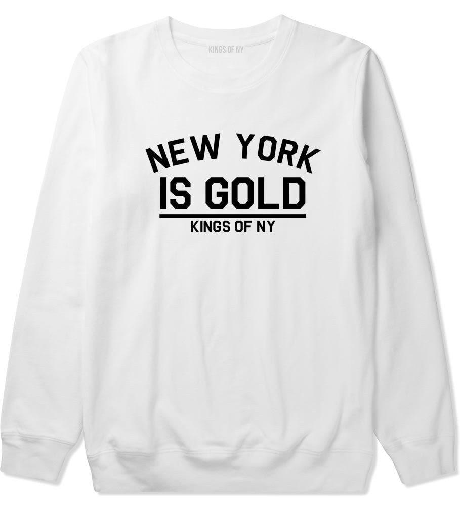 New York Is Gold Crewneck Sweatshirt in White by Kings Of NY