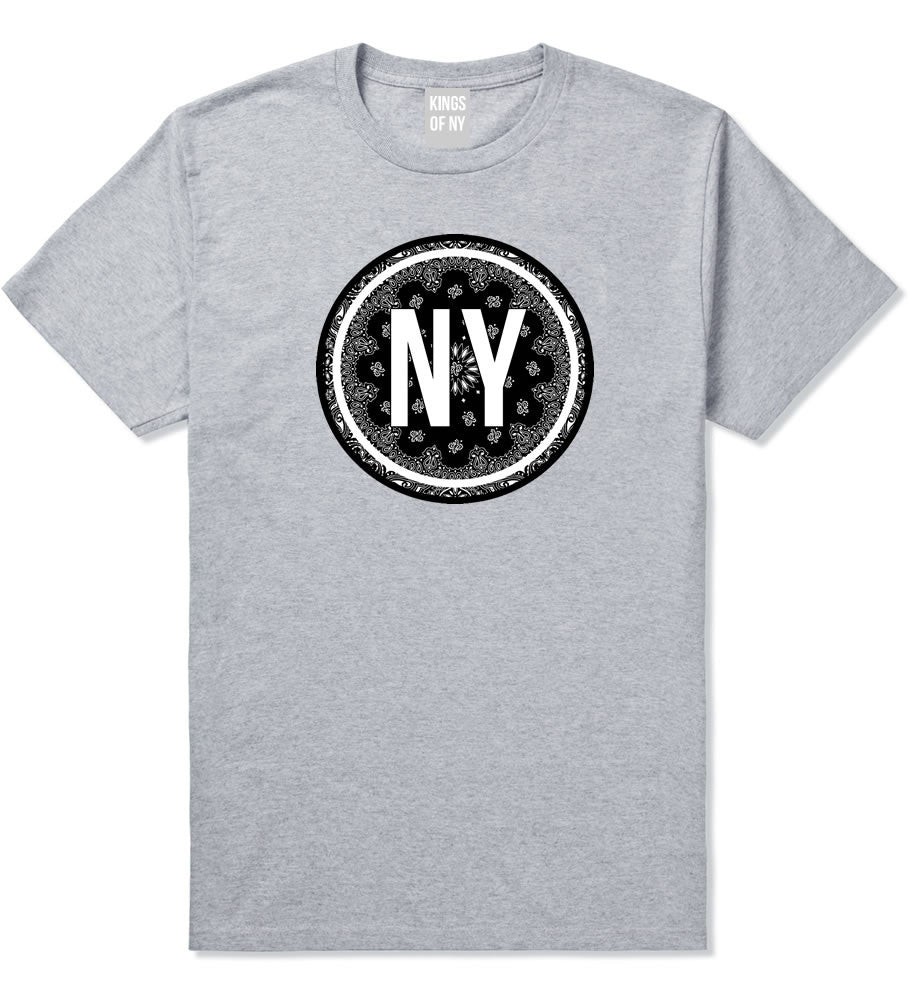 Kings Of NY New York Bandana Print NYC T-Shirt in Grey