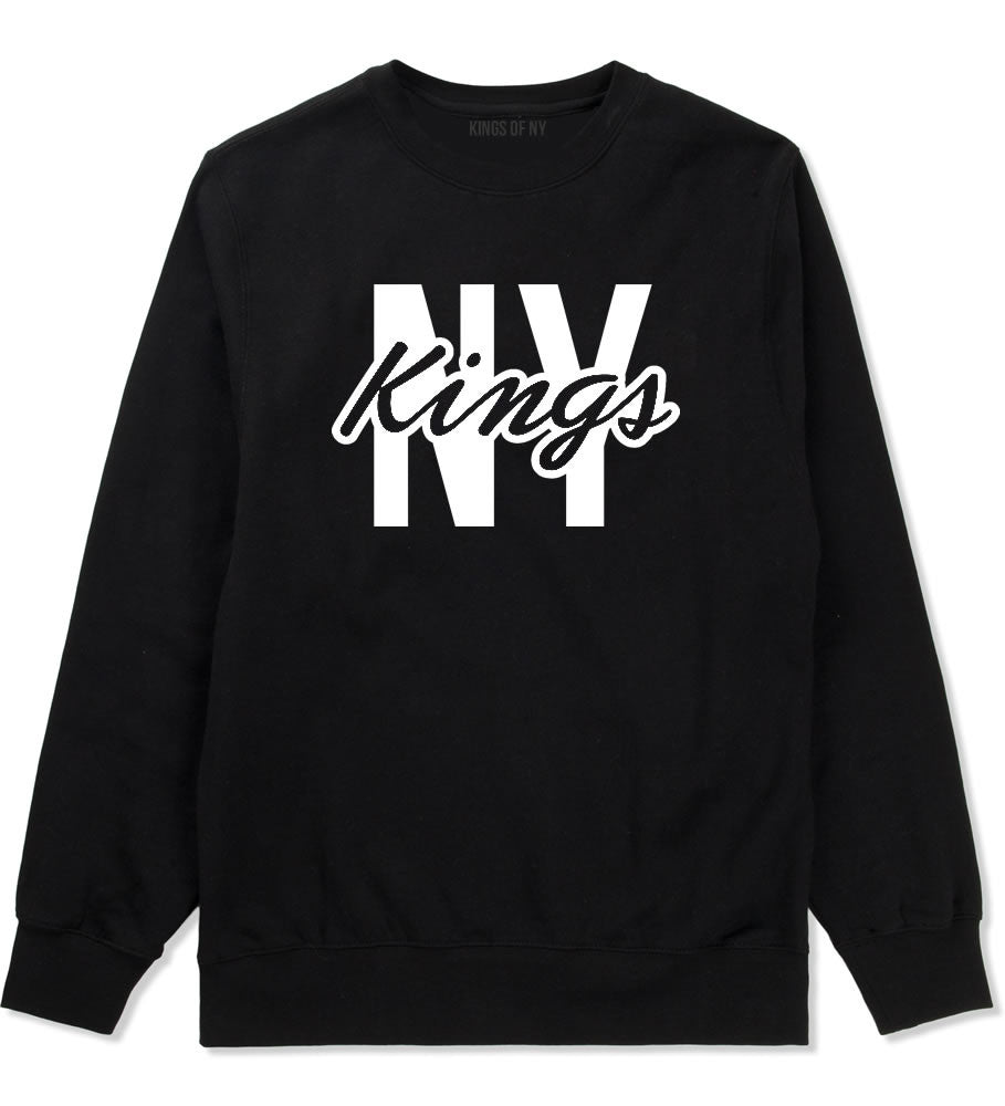 Kings Of NY New York Blue Script Crewneck Sweatshirt in Black