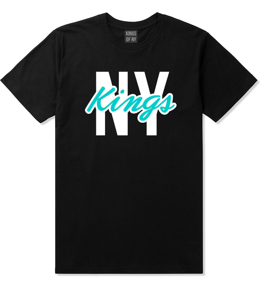 Kings Of NY New York Blue Script T-Shirt in Black