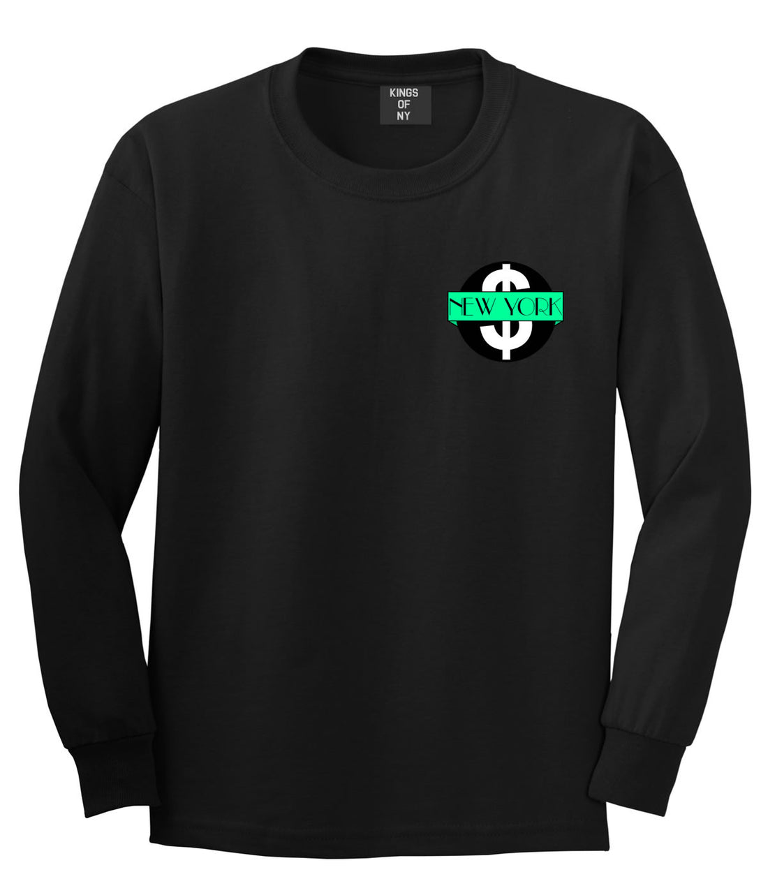 New York Mint Chest Logo Long Sleeve T-Shirt in Black By Kings Of NY
