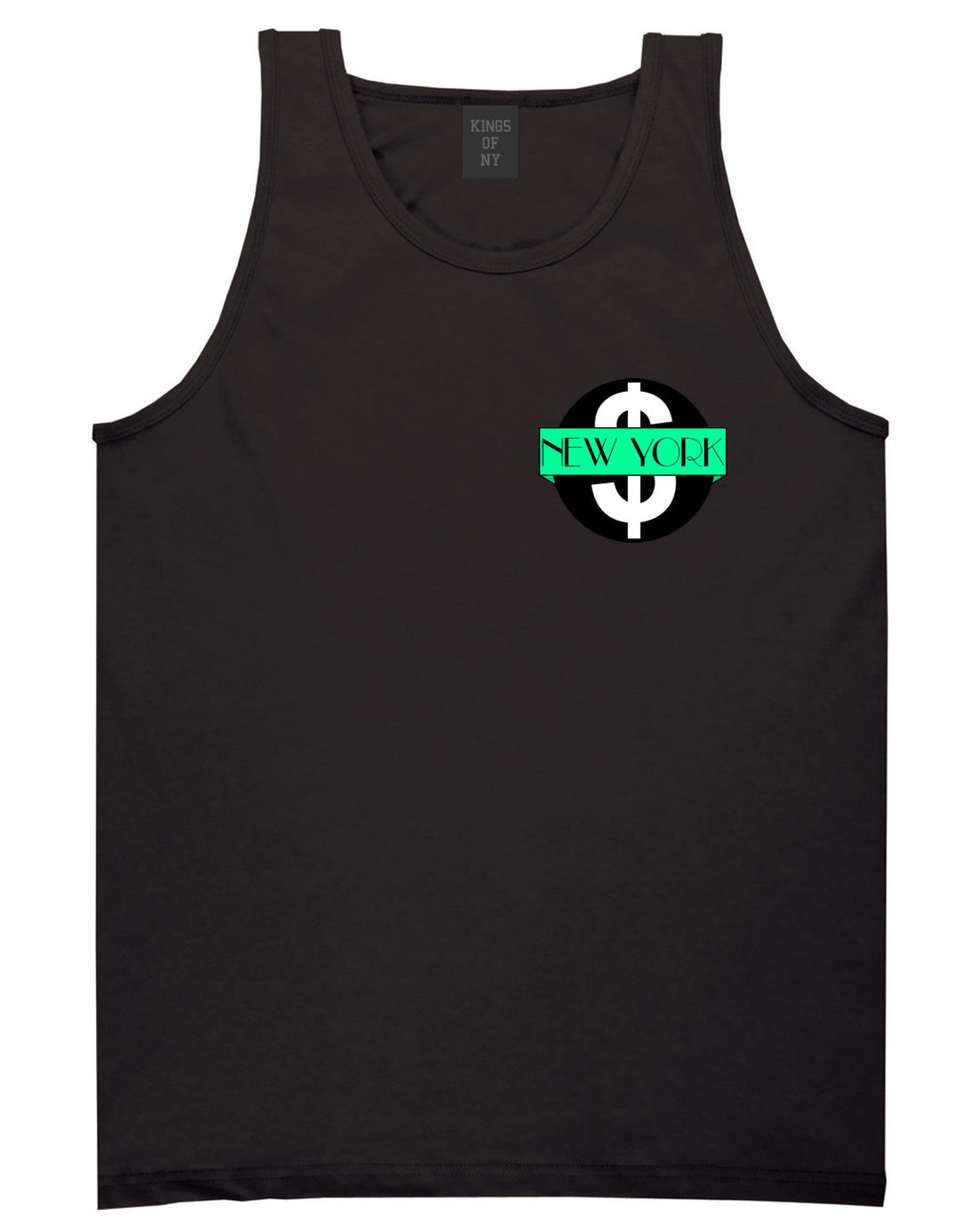 New York Mint Chest Logo Tank Top in Black By Kings Of NY