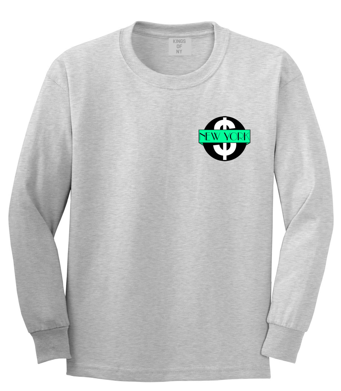 New York Mint Chest Logo Long Sleeve T-Shirt in Grey By Kings Of NY