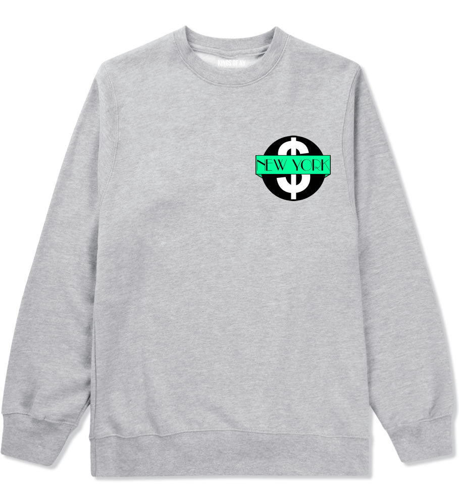 New York Mint Chest Logo Boys Kids Crewneck Sweatshirt in Grey By Kings Of NY