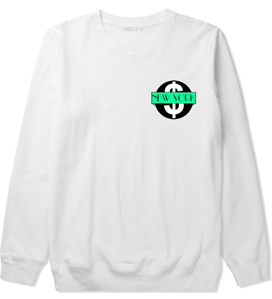 New York Mint Chest Logo Crewneck Sweatshirt in White By Kings Of NY
