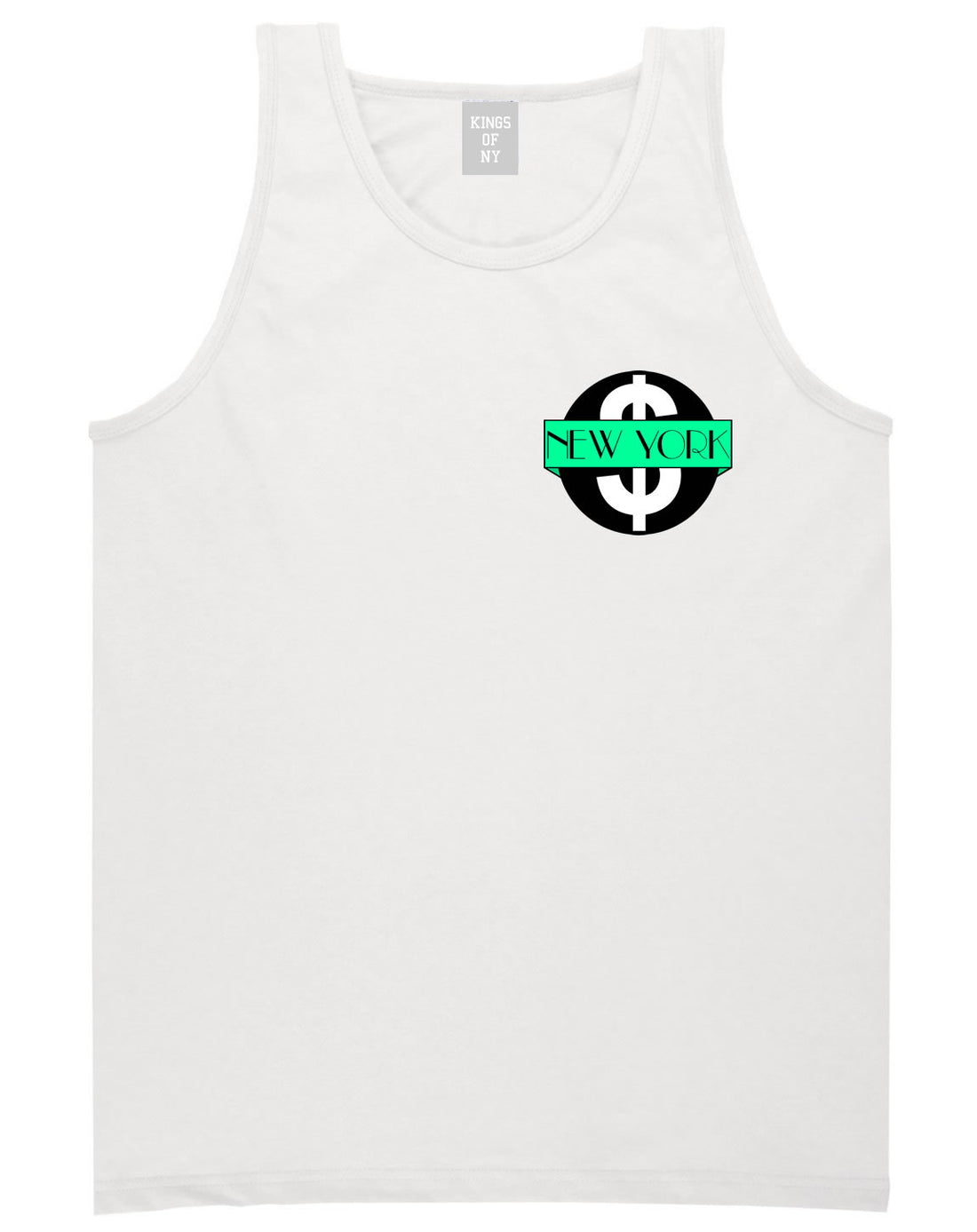 New York Mint Chest Logo Tank Top in White By Kings Of NY