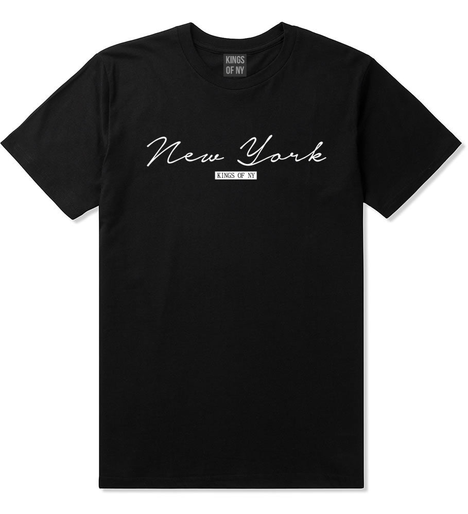 Kings Of NY New York Script Typography T-Shirt in Black