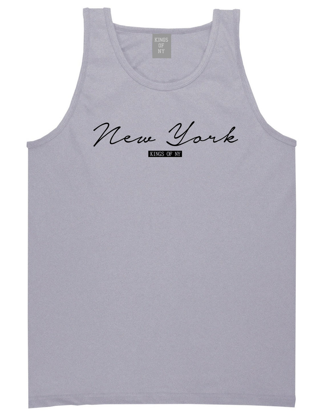 Kings Of NY New York Script Typography Tank Top in Grey