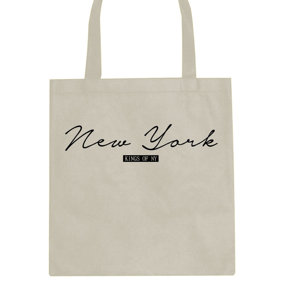 New York Script Typography Tote Bag by Kings Of NY