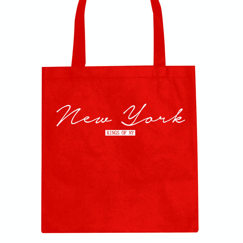New York Script Typography Tote Bag by Kings Of NY