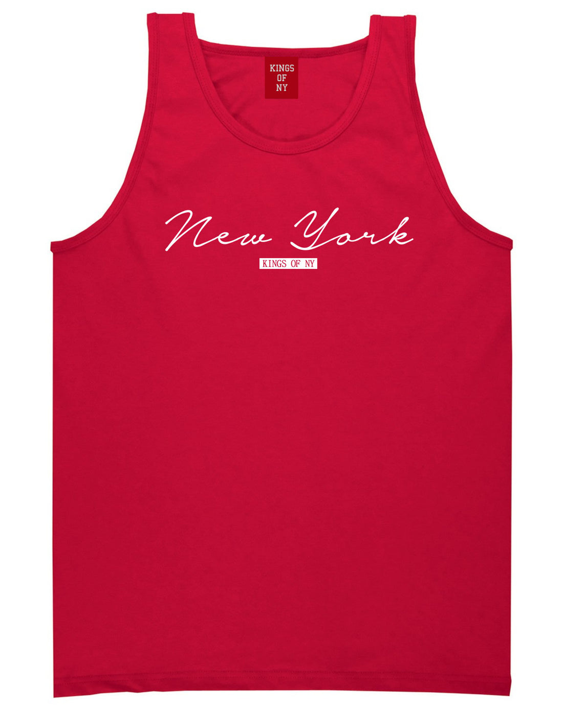 Kings Of NY New York Script Typography Tank Top in Red