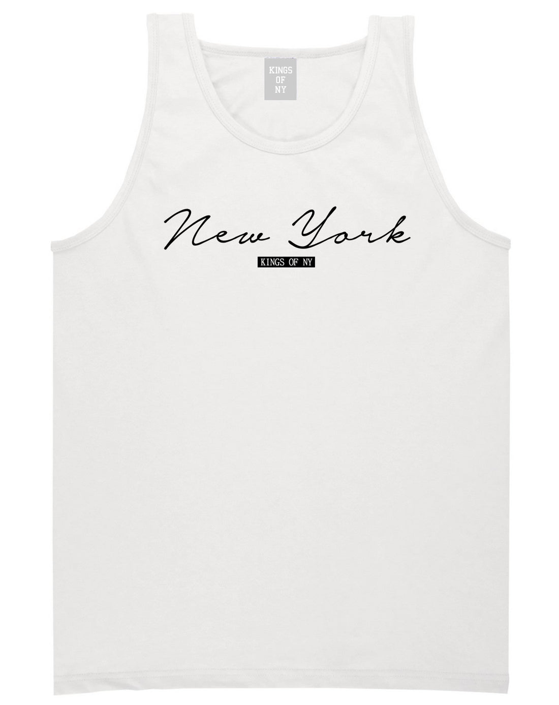 Kings Of NY New York Script Typography Tank Top in White