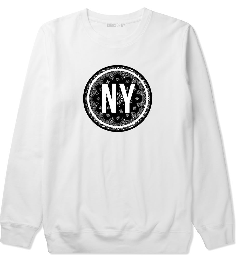 Kings Of NY New York Bandana Print NYC Crewneck Sweatshirt in White