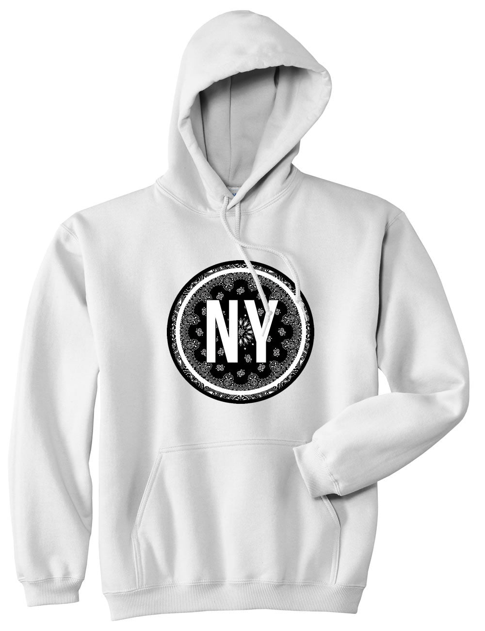 Kings Of NY New York Bandana Print NYC Pullover Hoodie Hoody in White