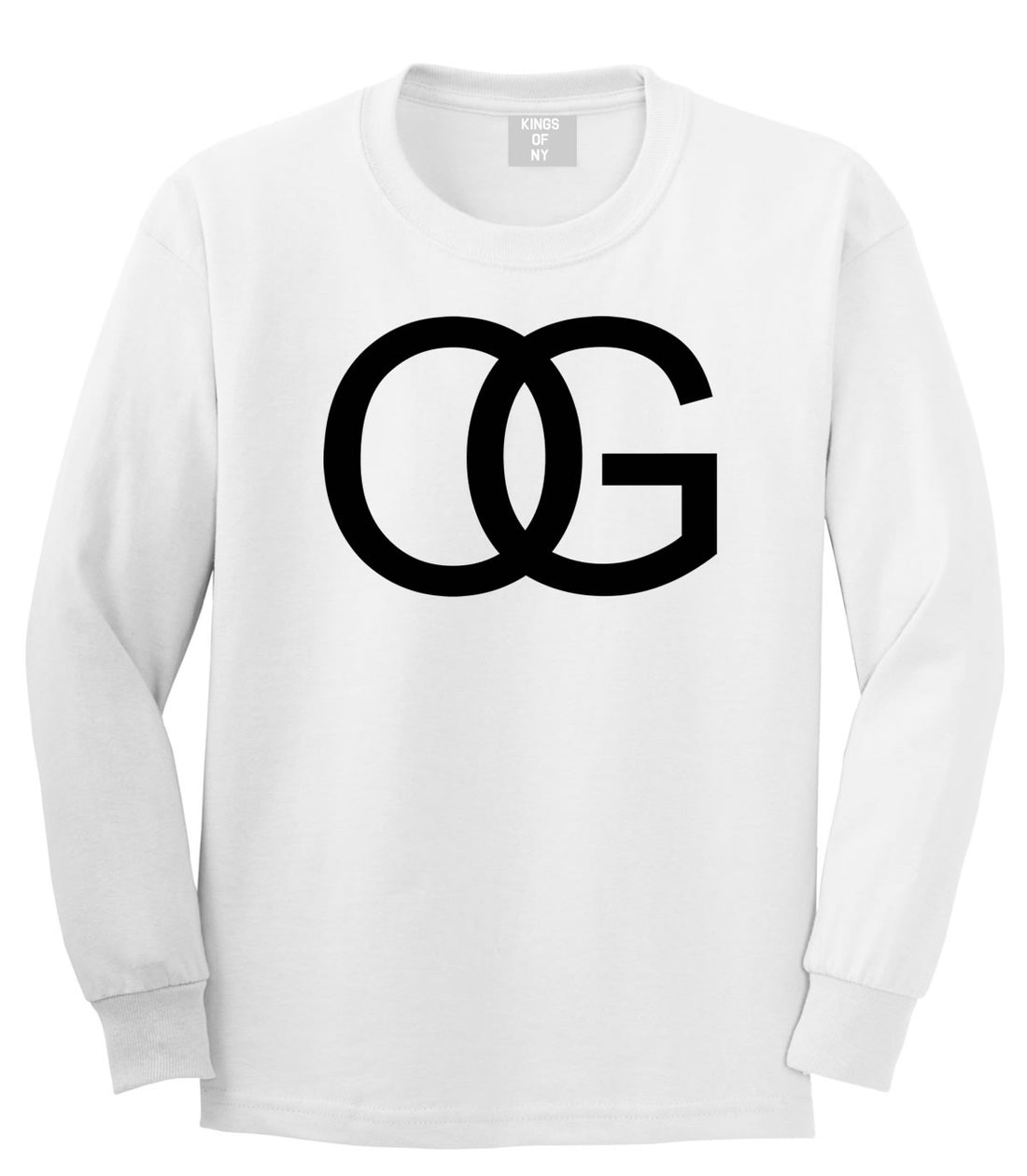 OG Original Gangsta Gangster Style Green Long Sleeve T-Shirt in White by Kings Of NY