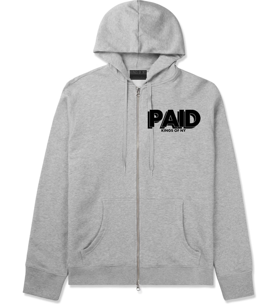 PAID Kings Of NY W15 Zip Up Hoodie in Grey By Kings Of NY