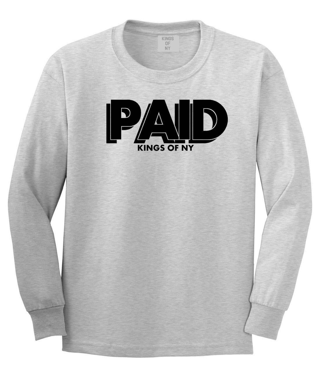 PAID Kings Of NY W15 Long Sleeve T-Shirt in Grey By Kings Of NY