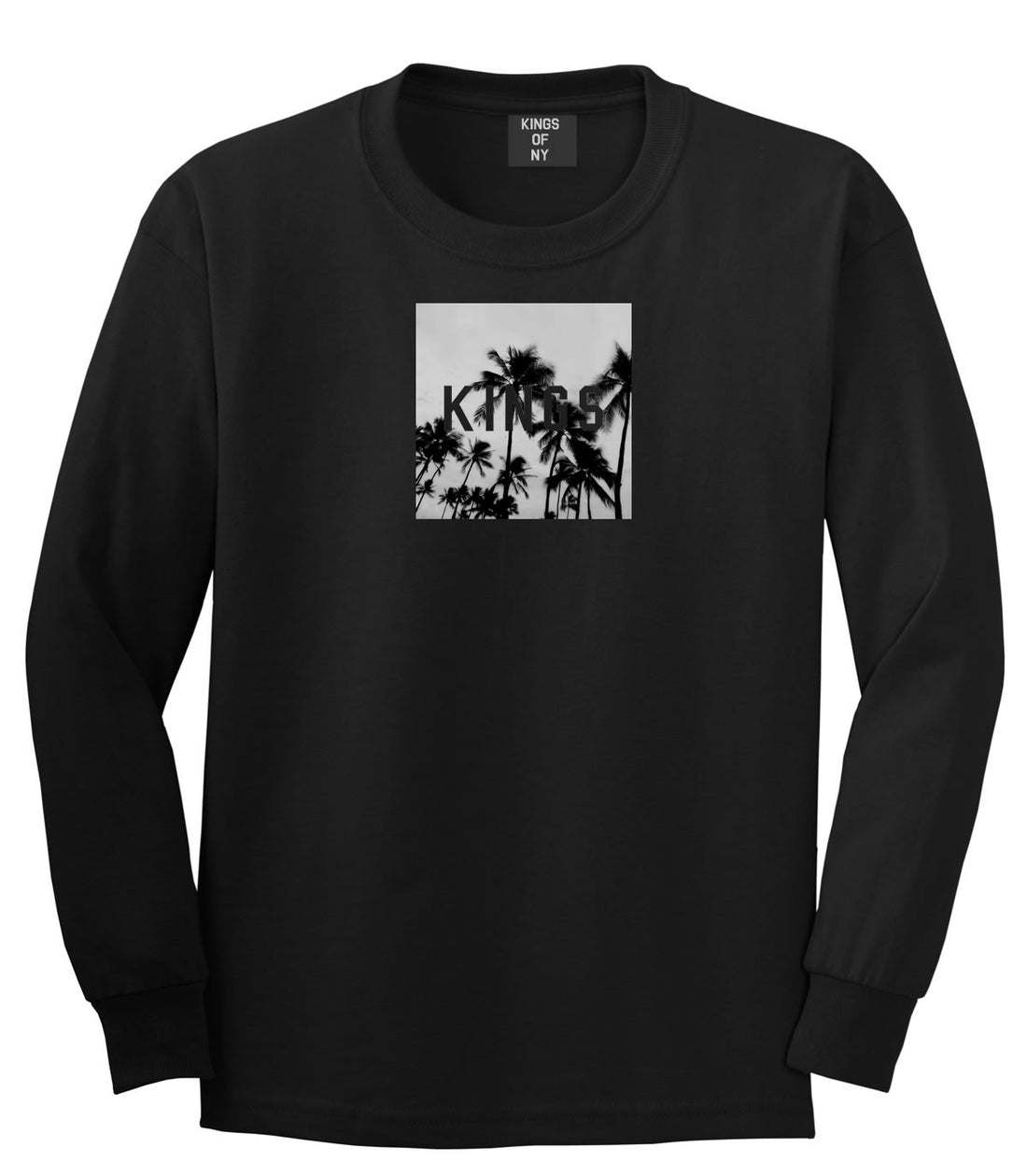 Kings Palm Trees Logo Long Sleeve T-Shirt in Black By Kings Of NY