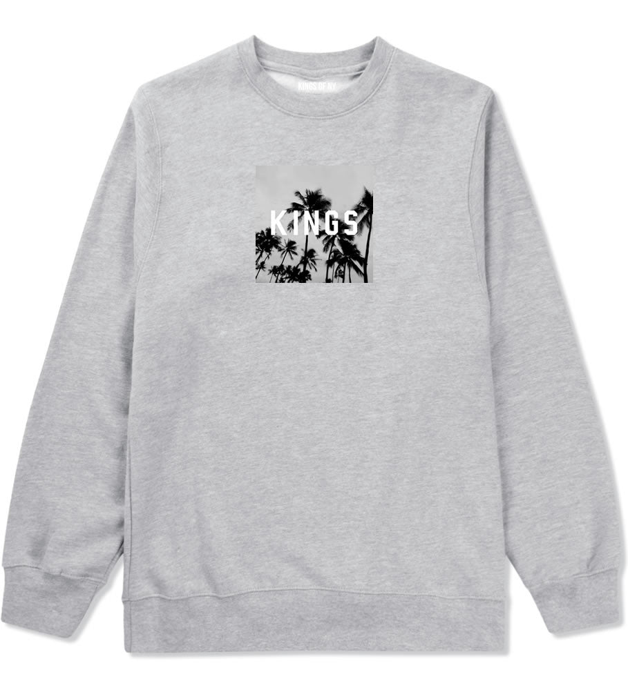 Kings Palm Trees Logo Crewneck Sweatshirt in Grey By Kings Of NY