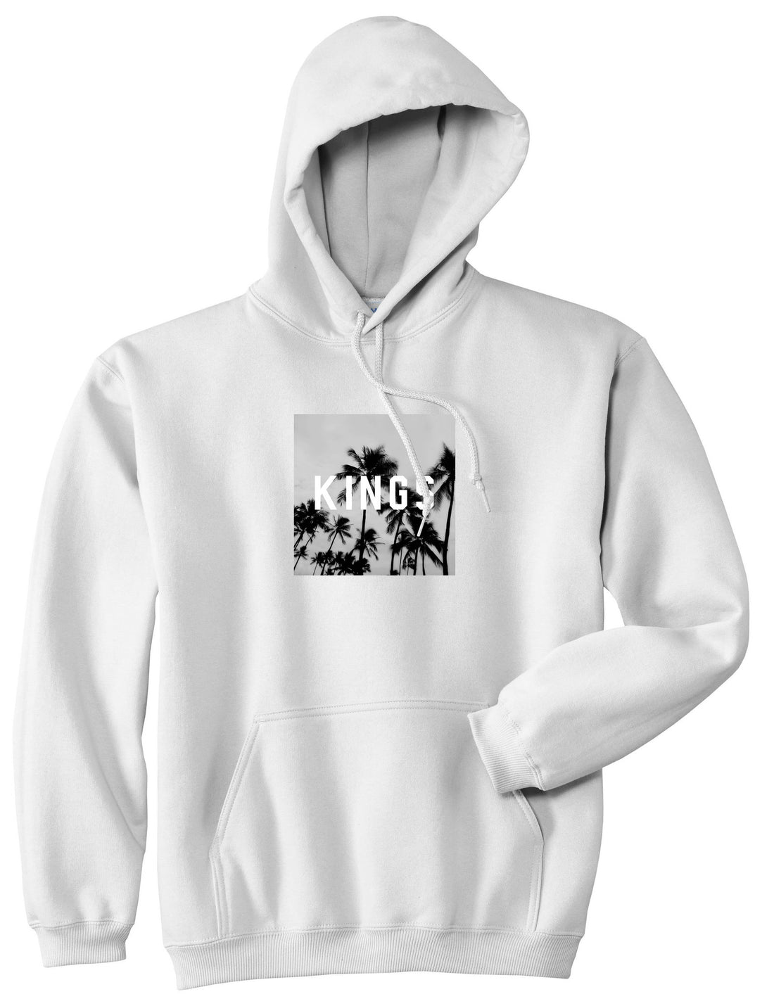 Kings Palm Trees Logo Pullover Hoodie in White By Kings Of NY