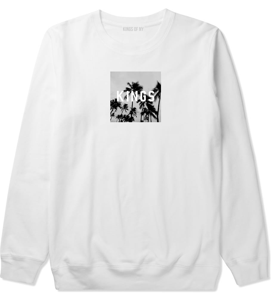 Kings Palm Trees Logo Crewneck Sweatshirt in White By Kings Of NY