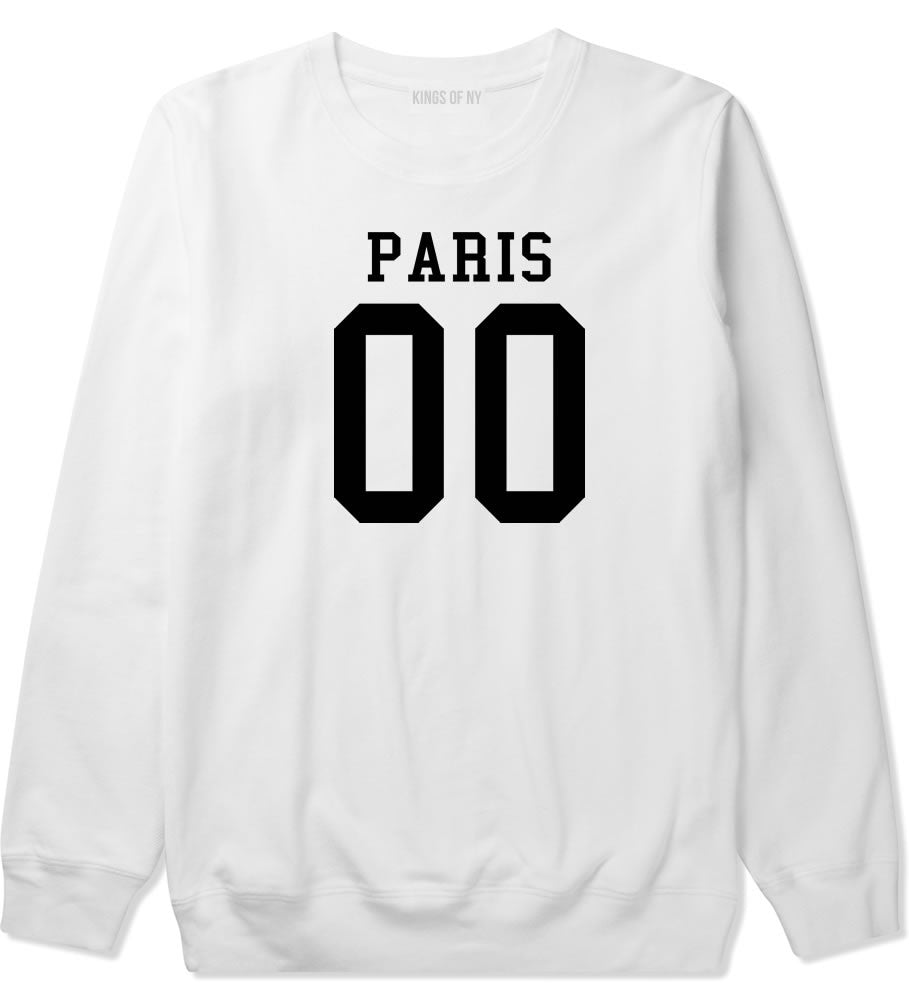 Paris Team 00 Jersey Boys Kids Crewneck Sweatshirt in White By Kings Of NY