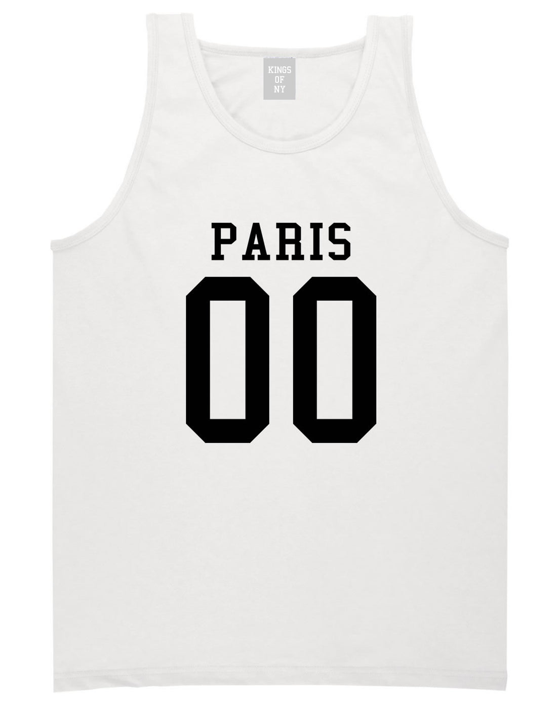 Paris Team 00 Jersey Tank Top in White By Kings Of NY
